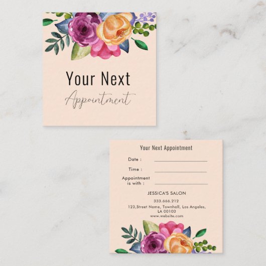 アポイントメントベージュフローラサロン皮膚科医 予約カード (正面/裏面)