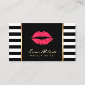 アポイントメントメイクアップアーティストレッドリップモダンストライプズ 予約カード (正面)
