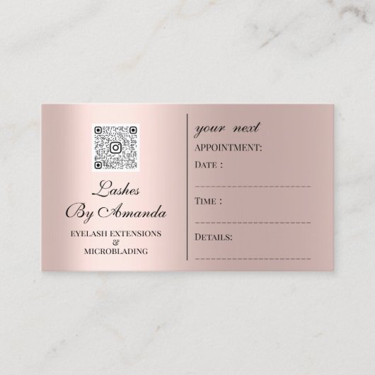 アポイントメントメイクアップヘアロゴ爪、 ネイルバラQR 予約カード (正面)