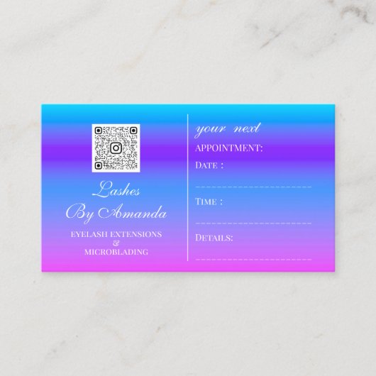 アポイントメントメイクアップヘアロゴ爪、 ネイルピンクQR 予約カード (正面)