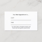 アポイントメントモダンティール（緑がかった色）羽金ゴールドシザーヘア 名刺 (裏面)