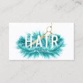 アポイントメントモダンティール（緑がかった色）羽金ゴールドシザーヘア 名刺 (正面)
