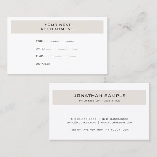 アポイントメントリマイエレガントンダデザインモダントレンディー 予約カード (正面/裏面)