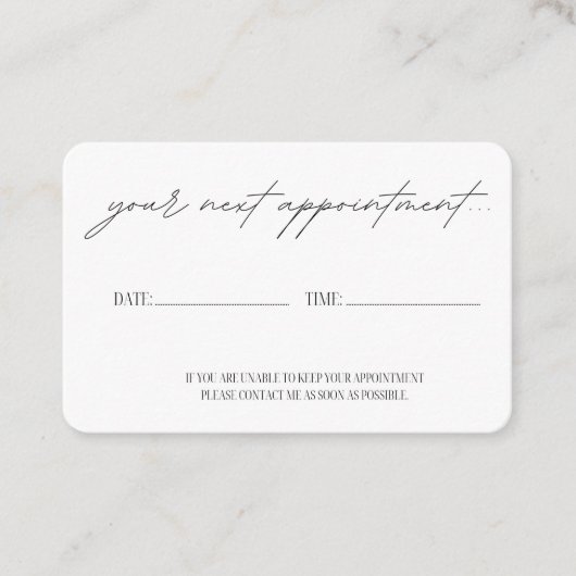アポイントメントリマインダカード 予約カード (正面)