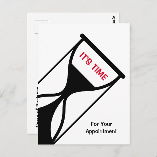 アポイントメントリマインダシンプルーと汎用の砂時計 ポストカード (正面/裏面)