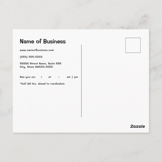 アポイントメントリマインダシンプルーと汎用の砂時計 ポストカード (裏面)