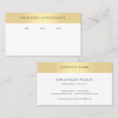 アポイントメントリマインダスタイリッシュー金ゴールドルックテンプレート 予約カード (正面/裏面)