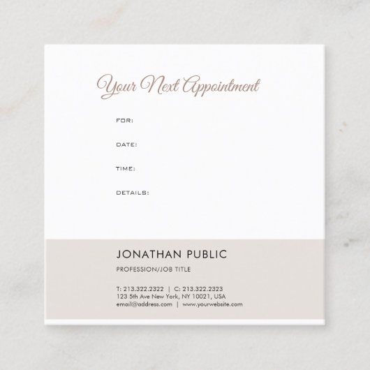アポイントメントリマインダモダンテンプレート 予約カード (正面)