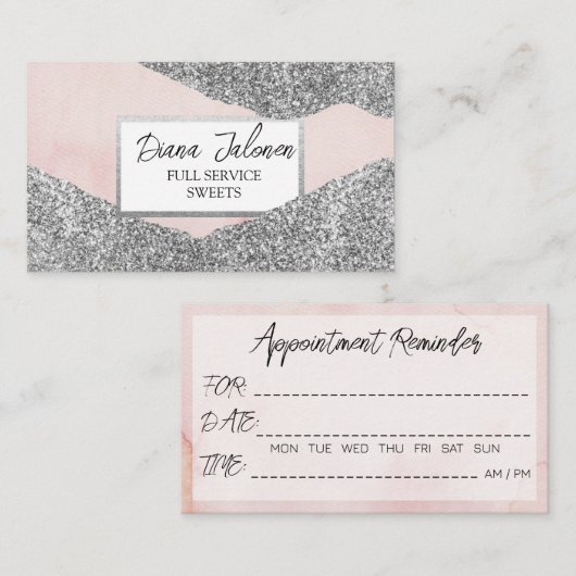 アポイントメントリマインダーカードピンクのテクスチャ 名刺 (正面/裏面)