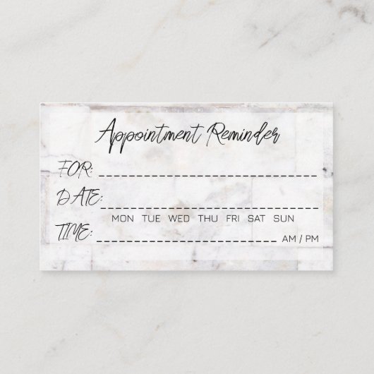 アポイントメントリマインダーカードヘアサロン 名刺 (裏面)