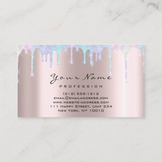 アポイントメントリマインダーカードメイクアップユニコーン自筆証書 名刺 (裏面)