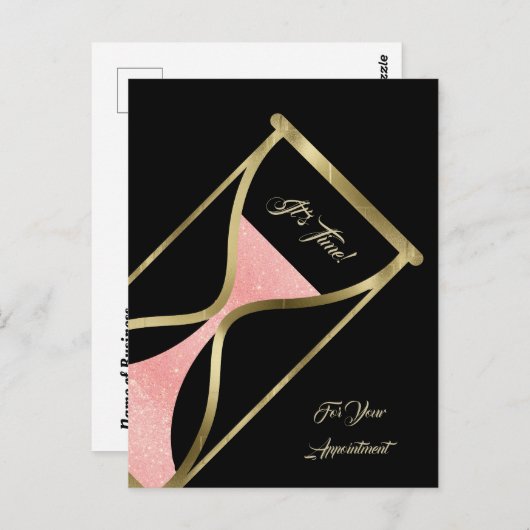 アポイントメントリマインダーグリジーバラ金ゴールド砂時計 ポストカード (正面/裏面)