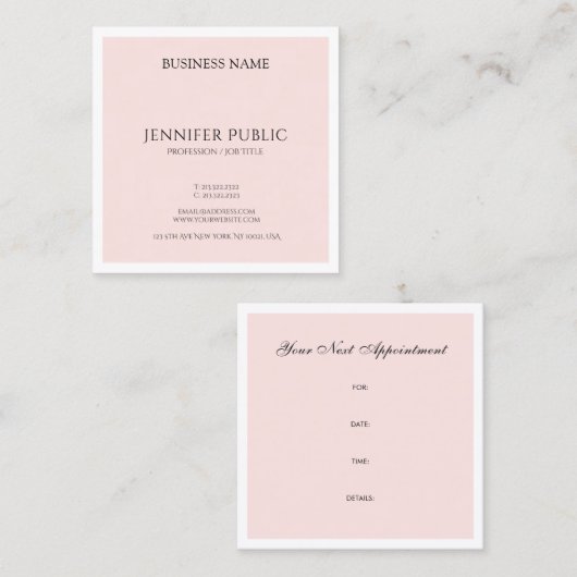 アポイントメントリマインダーサロンスタジオトレンディープレーン 予約カード (正面/裏面)