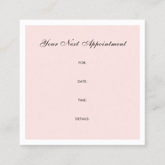 アポイントメントリマインダーサロンスタジオトレンディープレーン 予約カード (裏面)