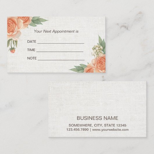 アポイントメントリマインダーヴィンテージフローラエレガントサロン 予約カード (正面/裏面)