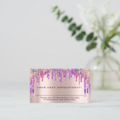 アポイントメントリマインダー化粧爪、 ネイルヘアパープルドリップ 名刺 (スタンド正面)