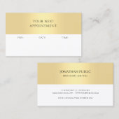 アポイントメントリマインダー金ゴールド白エレガントテンプレート 予約カード (正面/裏面)