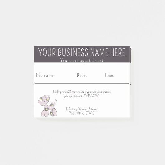 アポイントメントリマインダーPetグルーミングバルーンドッグ ポストイット (正面)