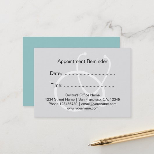 アポイントメント医師のリマインダーカード 予約カード (正面/裏面インサイチュ)