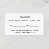 アポイントメント医療家族慣行 名刺 (裏面)