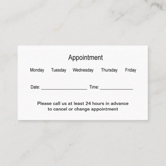 アポイントメント医療家族慣行 名刺 (裏面)