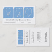 アポイントメント歯科口腔イン気にプラントブルーホワイト 予約カード (正面/裏面)