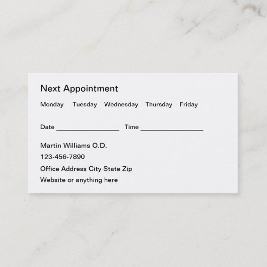 アポイントメント眼科医気に視 名刺 (裏面)
