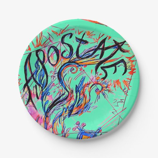 アポステートカラフルフリードードルスケッチディナープレート ペーパープレート (正面)