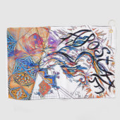 アポステートカラフルフリードードルスケッチ ゴルフタオル (横)