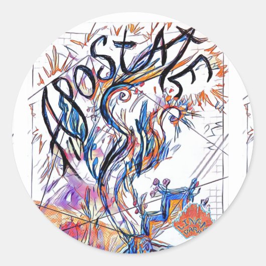 アポステートカラフルフリードードルスケッチ ラウンドシール (正面)