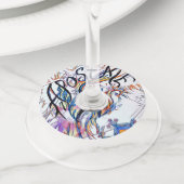 アポステートカラフル抽象芸術ドードルスケッチ ワイングラスタグ (クローズアップ)