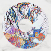 アポステートカラフル抽象芸術ドードルスケッチ ワイングラスタグ (裏面)