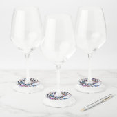 アポステートカラフル抽象芸術ドードルスケッチ ワイングラスタグ (セット)