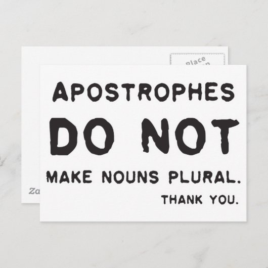 アポストロフィの使用法 ポストカード (正面/裏面)