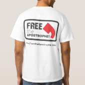 アポストロフィー-男性へTシャツ--を解放して下さい Tシャツ (裏面)