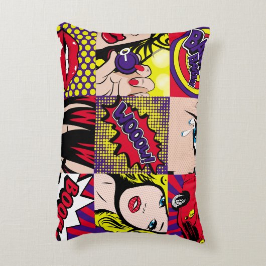 アポップ・アートのートカードの図ポップ・アートの案,美しい,漫画,d アクセントクッション (裏面(縦))