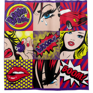 アポップ・アートのートカードの図ポップ・アートの案,美しい,漫画,d シャワーカーテン