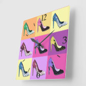アポップ・アートのートスティレットポンプス/靴/ハイヒールスクエア スクエア壁時計 (傾斜)