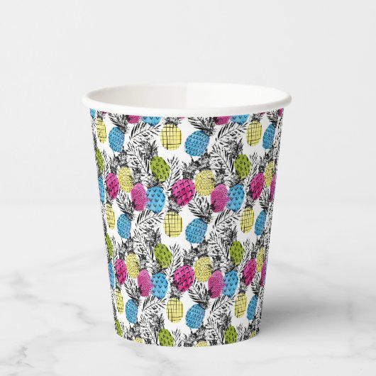 アポップ・アートのートパイナップルとパーム葉の 紙コップ (左)