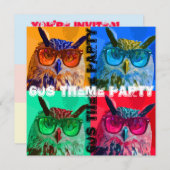 アポップ・アートのートフクロウ60年代テーマパーティー 招待状 (正面/裏面)