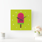 アポップ・アートのートポプシクルフルーティススイカ スクエア壁時計 (ホーム)