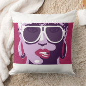 アポップ・アートのート女子サかわいらしングラスピンクの口紅 クッション (ブランケット)