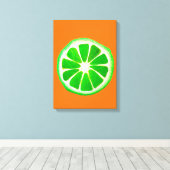 アポップ・アートのート柑橘系ライムフルーツオリジナル水彩 キャンバスプリント (インサイチュ (ウッドフロア))