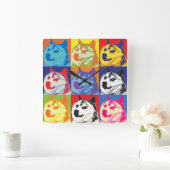 アポップ・アートのート・ドグケイン スクエア壁時計 (ホーム)