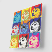 アポップ・アートのート・ドグケイン スクエア壁時計 (傾斜)