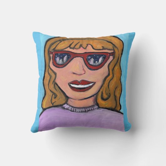 アポップ・アートの10代のートカ名門私立校風のートガールユニークおもしろい クッション (裏面)