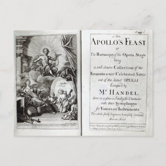 アポロの饗宴のためのフロンティスピース, c.1734 ポストカード (正面)