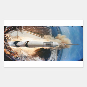 アポロ土星Vロケット打ち上げ月1969 長方形シール