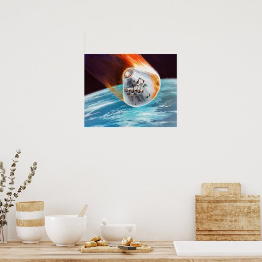 アポロ指令モジュールを描いたヴィンテージ概念 ポスター (キッチン)