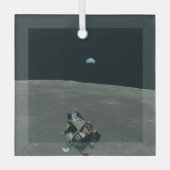 アポロ月着陸船と月の地球の上昇 ガラスオーナメント (正面)